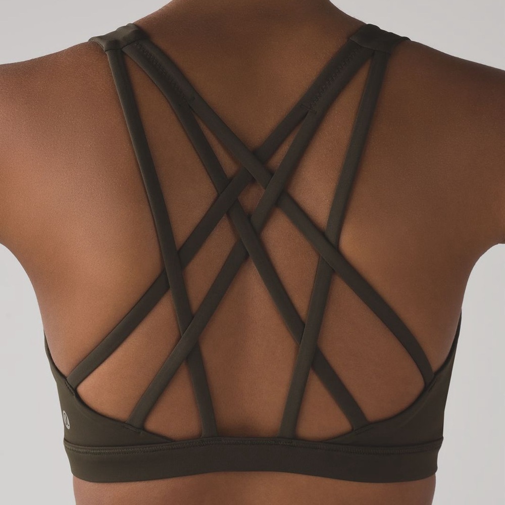 Lululemon free serene sports bra size 6 olive army green